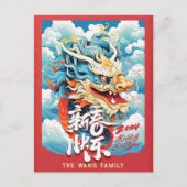 Familie Foto Dragon Chinees Nieuwjaar Feestdagenkaart (Voorkant)