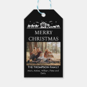 Familie Foto Eenvoudige Geboorte Religieuze Kerstm Cadeaulabel (Voorkant)