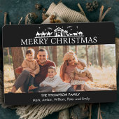Familie Foto Eenvoudige Geboorte Religieuze Kerstm Feestdagenkaart