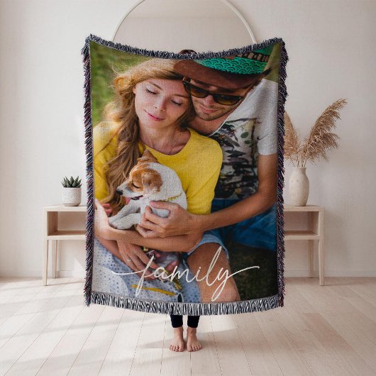Familie Foto Geweven Deken