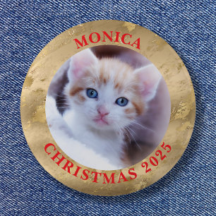 Familie Foto Glam Gouden Marmeren Rand Ronde Button 5,7 Cm