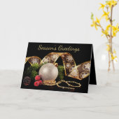 Familie Foto Gold, Silver Holiday Kerstmis Kaart (Gele Bloem)