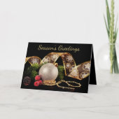 Familie Foto Gold, Silver Holiday Kerstmis Kaart (Voorkant)