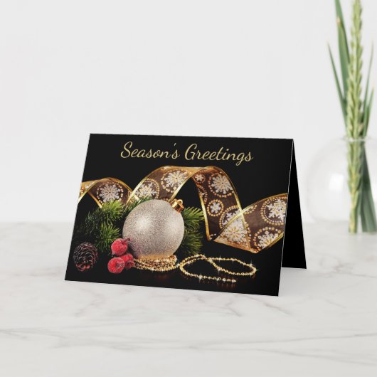 Familie Foto Gold, Silver Holiday Kerstmis Kaart (Voorkant)