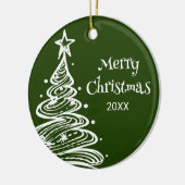 Familie Foto Groen Wit Kerstboom Gift Keramisch Ornament (Links)