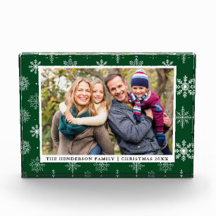 Familie Foto Holiday Snowflakes Groene Fotoblok