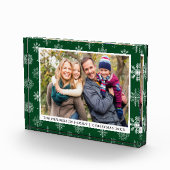 Familie Foto Holiday Snowflakes Groene Fotoblok (Rechts)