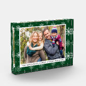 Familie Foto Holiday Snowflakes Groene Fotoblok (Links)