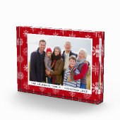 Familie Foto Holiday Snowflakes Red Photo Block (Rechts)