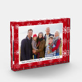 Familie Foto Holiday Snowflakes Red Photo Block (Links)