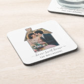 Familie Foto House Shape Housewarming Weddenschap Bier Onderzetter (Linkerzijde)