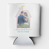 Familie Foto House Shape Housewarming Weddenschap Blikjeskoeler (Voorkant)