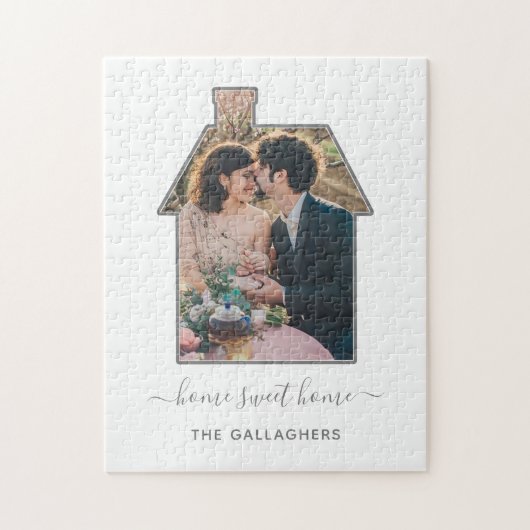 Familie Foto House Shape Housewarming Weddenschap  Legpuzzel (Verticaal)