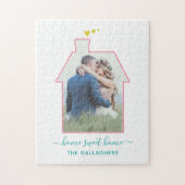 Familie Foto House Shape Housewarming Weddenschap Legpuzzel (Verticaal)