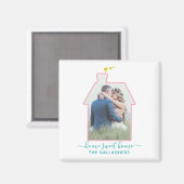 Familie Foto House Shape Housewarming Weddenschap  Magneet (Voorkant / Achterkant)