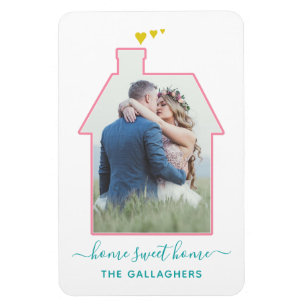 Familie Foto House Shape Housewarming Weddenschap  Magneet