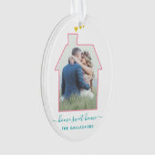 Familie Foto House Shape Housewarming Weddenschap  Ornament (voorkant)