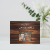 Familie Foto Hout Minimalistische Thanksgiving Feestdagenkaart (Staand voorkant)
