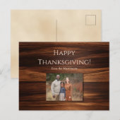 Familie Foto Hout Minimalistische Thanksgiving Feestdagenkaart (Voorkant / Achterkant)