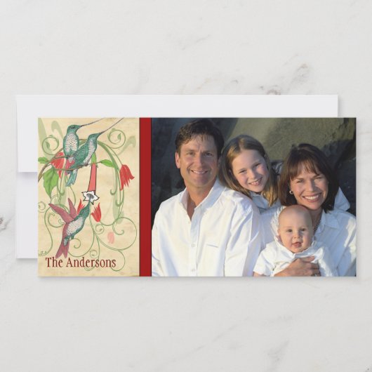 Familie Foto  Hummingbird Happy Holiday Feestdagenkaart (Voorkant)