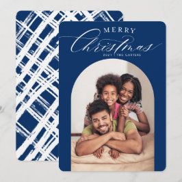 FAMILIE FOTO KAART vrolijk kerstboog lijst marine