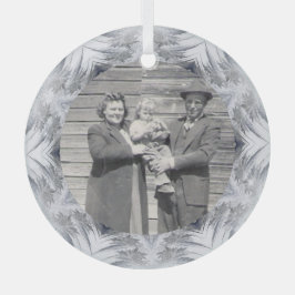 Familie Foto Kaleidoscope Snowflake Border Glas Ornament