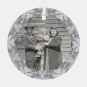 Familie Foto Kaleidoscope Snowflake Border Glas Ornament (Achterkant)