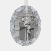 Familie Foto Kaleidoscope Snowflake Border Glas Ornament (Voorkant Rechts)