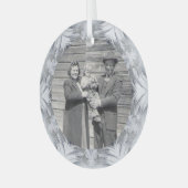 Familie Foto Kaleidoscope Snowflake Border Glas Ornament (Voorkant links)