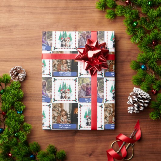 Familie Foto Katten Kerstboom Modern Cadeaupapier (Feestdagen Geschenken)