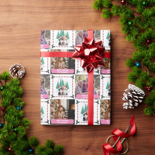 Familie Foto Katten Kerstboom Modern Cadeaupapier (Feestdagen Geschenken)