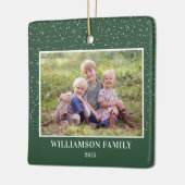 Familie Foto Keepomwille Snow Green Kerstmis Keramisch Ornament (Links)