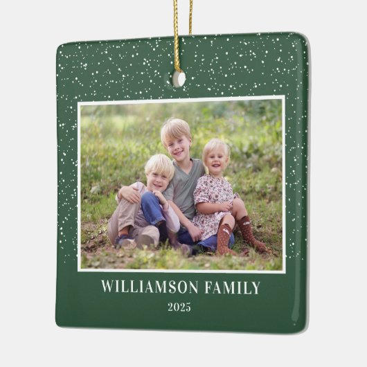 Familie Foto Keepomwille Snow Green Kerstmis Keramisch Ornament (Links)