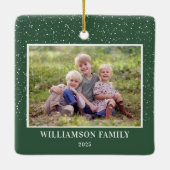 Familie Foto Keepomwille Snow Green Kerstmis Keramisch Ornament (Achterkant)