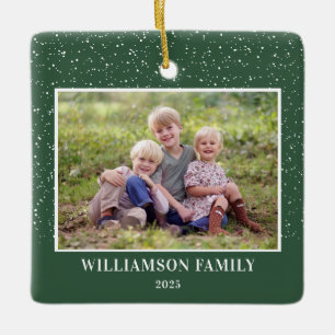 Familie Foto Keepomwille Snow Green Kerstmis Keramisch Ornament