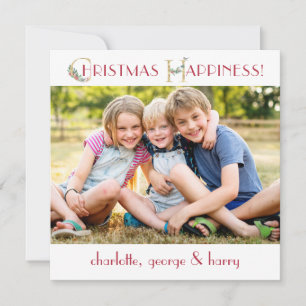 Familie Foto Kerst Geluk Flat Vakantie Kaart