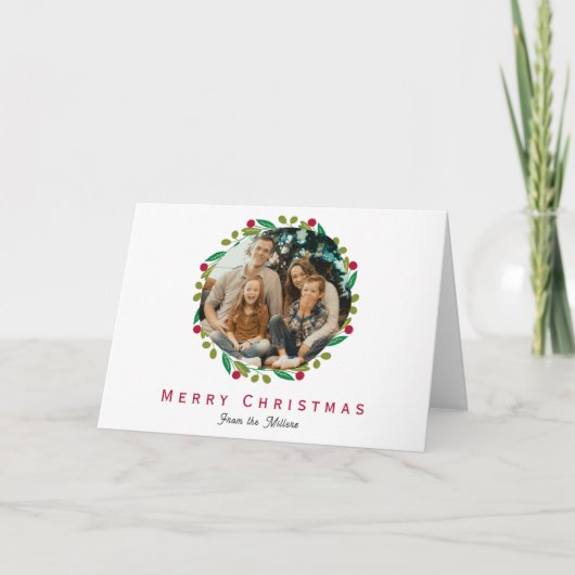 Familie Foto Kerst Gevouwen Vakantie Kaart (Voorkant)