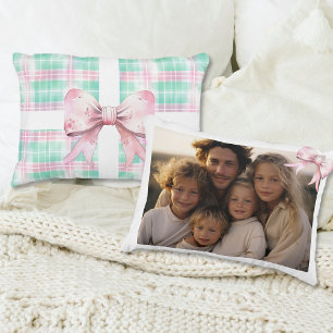 Familie Foto Kerstcadeau pastel roze  Accent Kussen