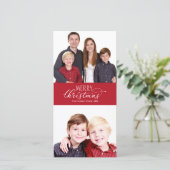 Familie Foto Kerstmis Kaarten 2 Foto's Chique Scri (Staand voorkant)