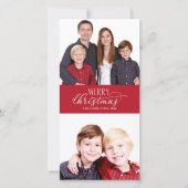 Familie Foto Kerstmis Kaarten 2 Foto's Chique Scri (Voorkant)