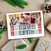 Familie Foto Kleurrijke Retro Kerstvakantie Feestdagenkaart