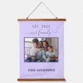 Familie foto lavendel violet naam script hangend wandkleed (Voorkant)