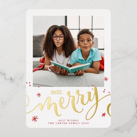 FAMILIE FOTO leuk kinder moderne genitaliën rood Folie Feestdagenkaart (Voorkant)