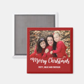 Familie Foto Merry Christmas Magnet Wenskaart (Voorkant / Achterkant)