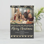 Familie Foto Merry Kerstmis Classy Rustic Feestdagenkaart (Staand voorkant)