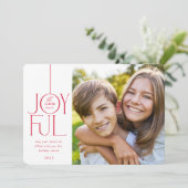 FAMILIE FOTO modern elegant belettering JOYFUL roo Feestdagenkaart (Staand voorkant)