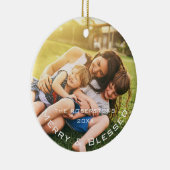 Familie Foto Modern Kerstmis Keramisch Ornament (Rechts)