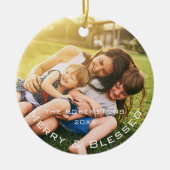 Familie Foto Modern Kerstmis Keramisch Ornament (Voorkant)