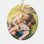 Familie Foto Modern Kerstmis Keramisch Ornament (Links)