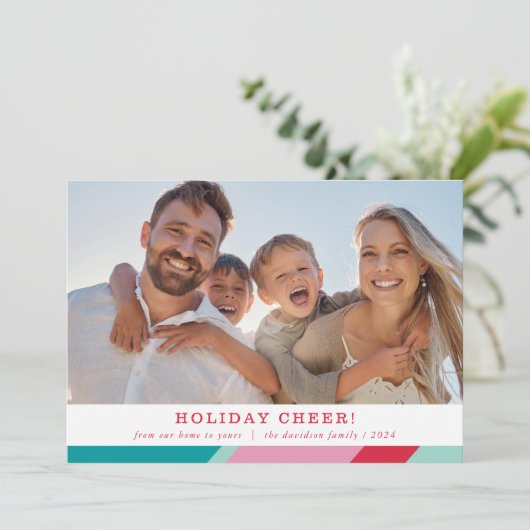 FAMILIE FOTO modern minimalistisch geometrisch lij Feestdagenkaart (Staand voorkant)